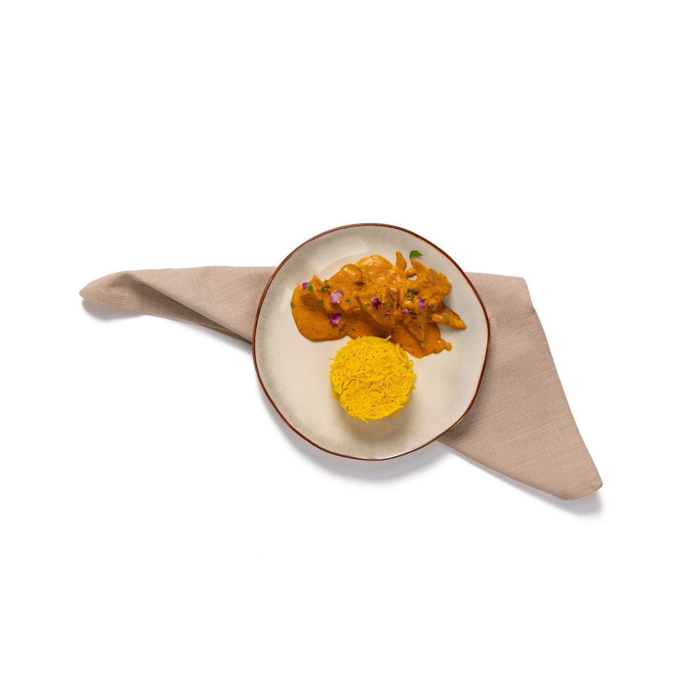 A balanced One Third plate: seasoned chicken with turmeric basmati rice